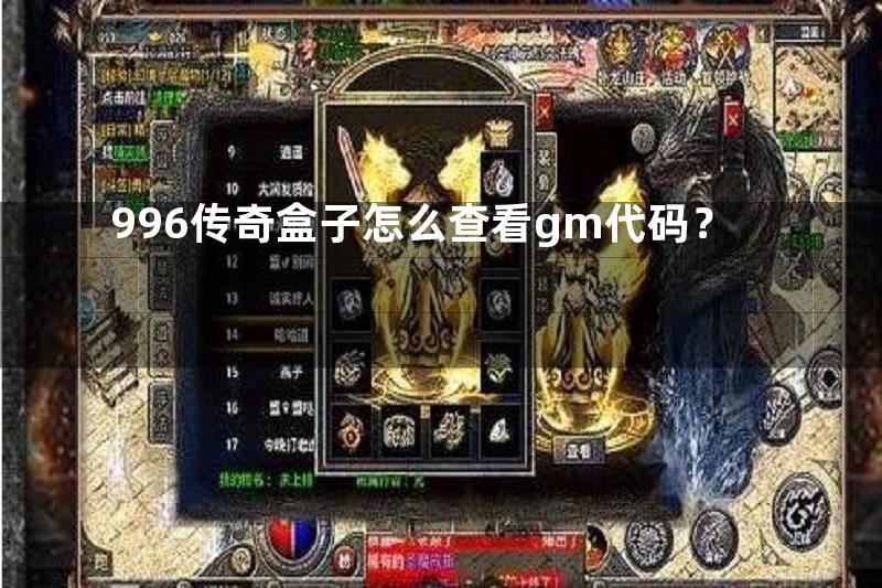 996传奇盒子怎么查看gm代码？