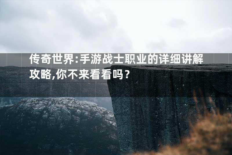 传奇世界:手游战士职业的详细讲解攻略,你不来看看吗？