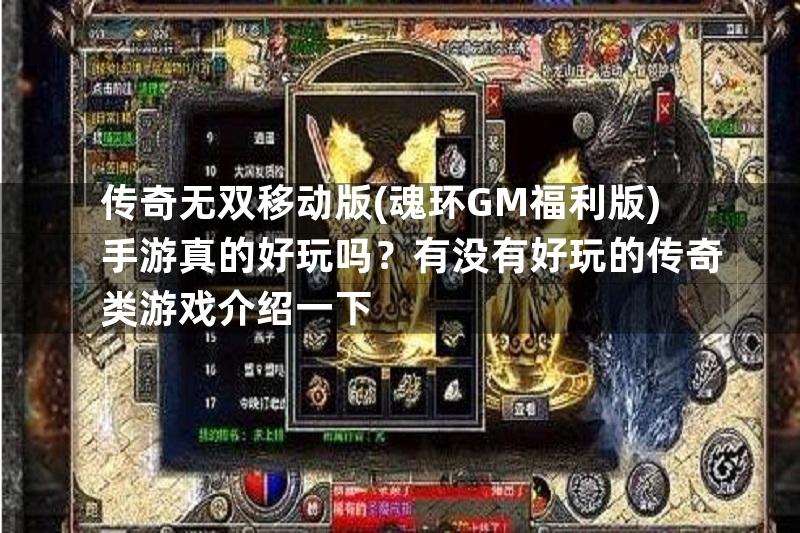 传奇无双移动版(魂环GM福利版)手游真的好玩吗？有没有好玩的传奇类游戏介绍一下