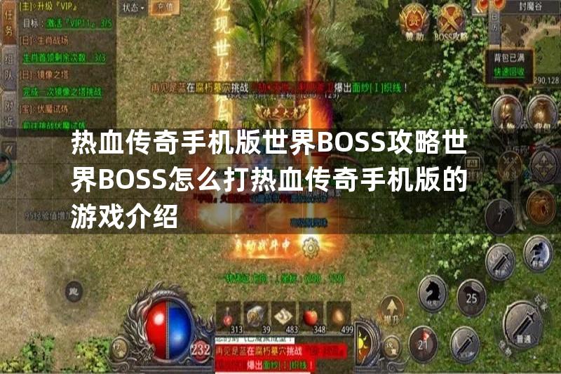 热血传奇手机版世界BOSS攻略世界BOSS怎么打热血传奇手机版的游戏介绍